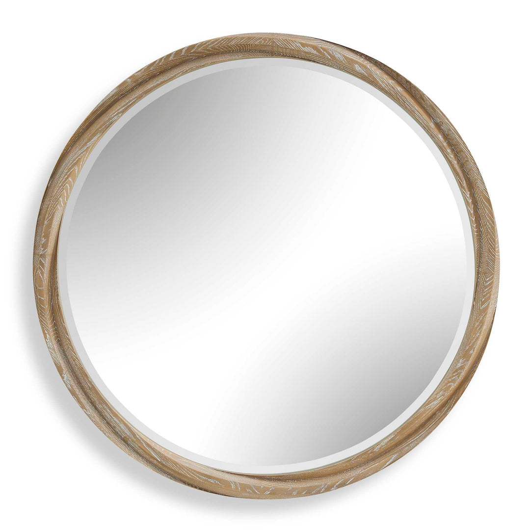 Landry Round Light Wood Mirror