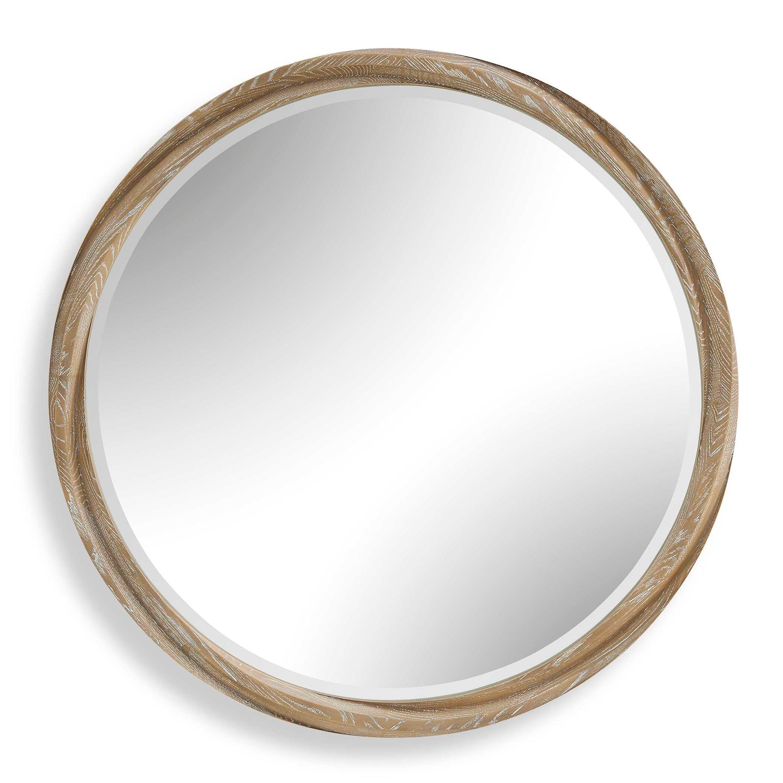 Landry Round Light Wood Mirror