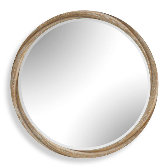 Landry Round Light Wood Mirror