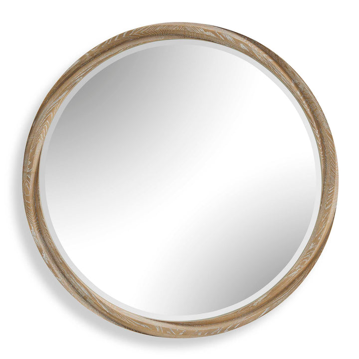 Landry Round Light Wood Mirror