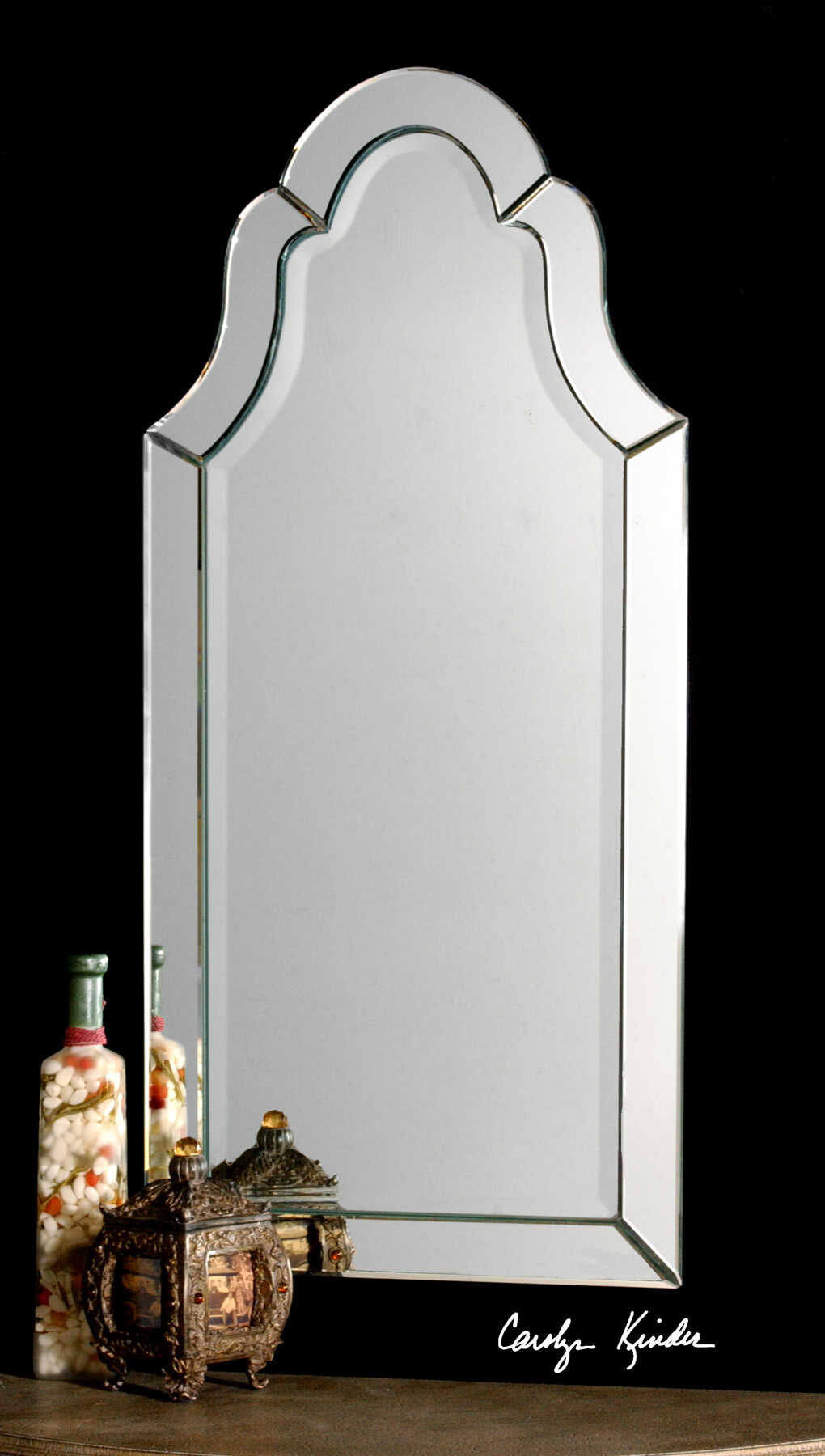American Home Furniture Uttermost Hovan Frameless Arched Mirror