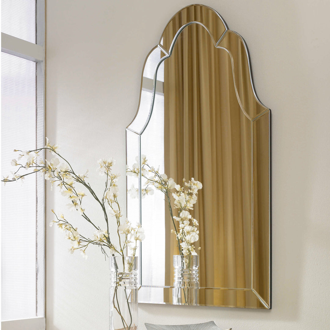American Home Furniture Uttermost Hovan Frameless Arched Mirror