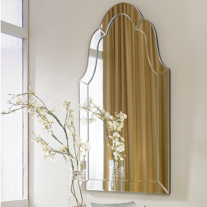 American Home Furniture Uttermost Hovan Frameless Arched Mirror