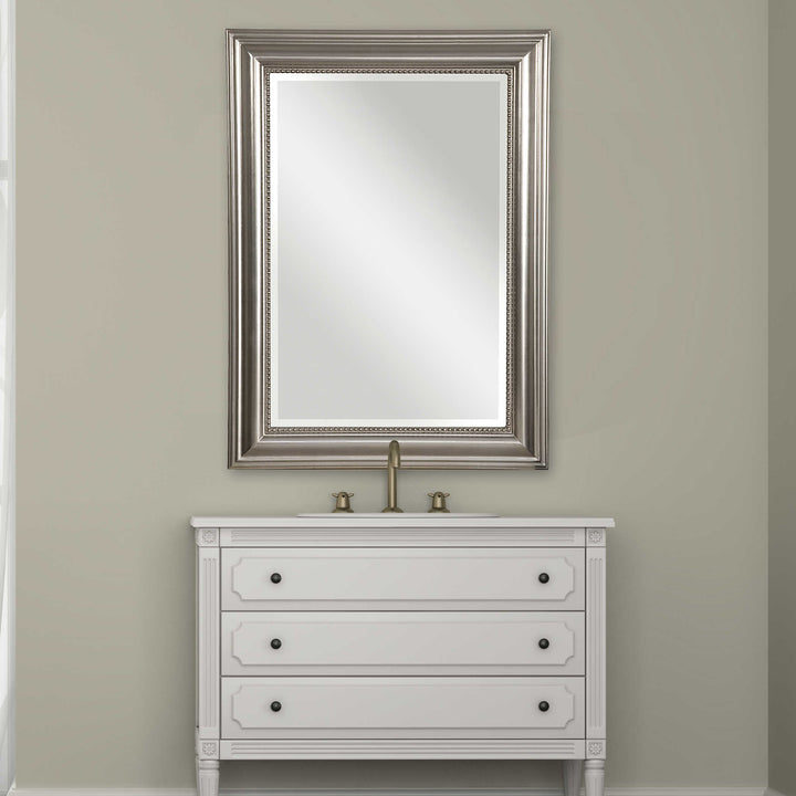 American Home Furniture Uttermost Stuart Silver Beaded Mirror