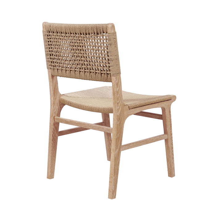 Rattan Wrapped Dining Chair In Matte Cerused Oak - MONROE CO