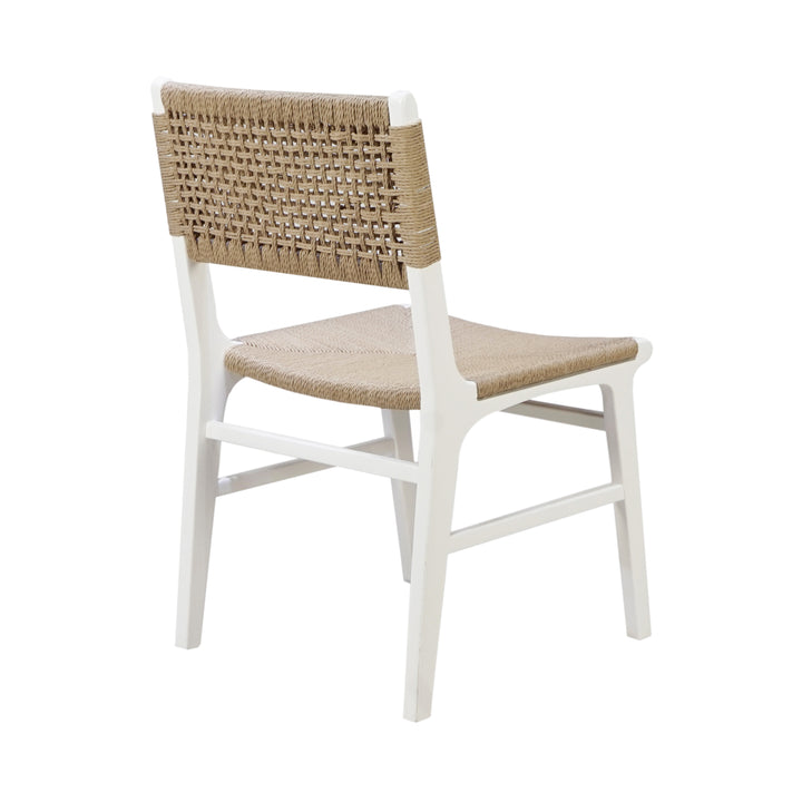Rattan Wrapped Dining Chair In Matte White Lacquer - MONROE WH