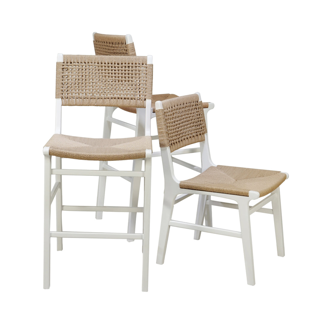 Rattan Wrapped Dining Chair In Matte White Lacquer - MONROE WH