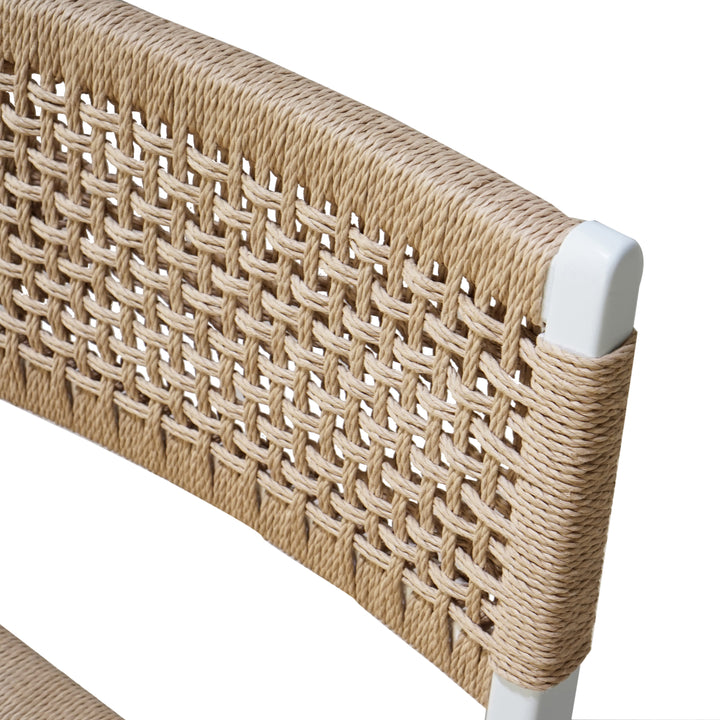 Rattan Wrapped Dining Chair In Matte White Lacquer - MONROE WH