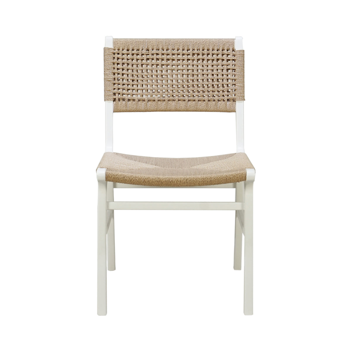 Rattan Wrapped Dining Chair In Matte White Lacquer - MONROE WH