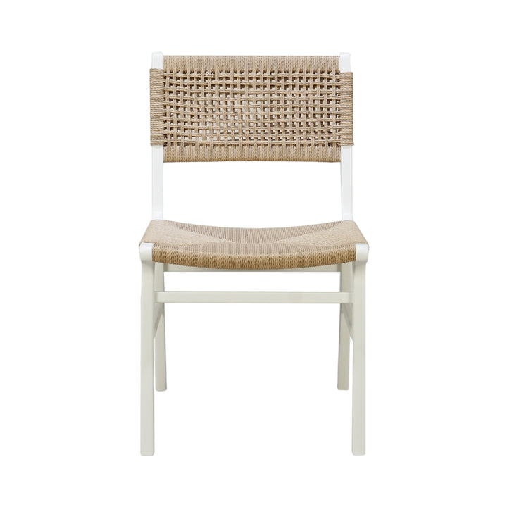 Rattan Wrapped Dining Chair In Matte White Lacquer - MONROE WH