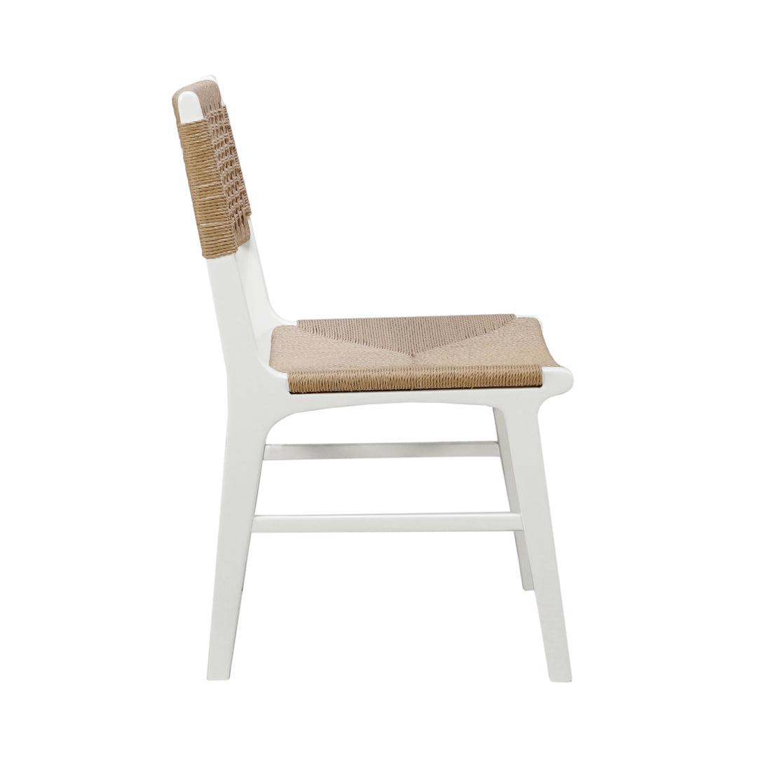 Rattan Wrapped Dining Chair In Matte White Lacquer - MONROE WH