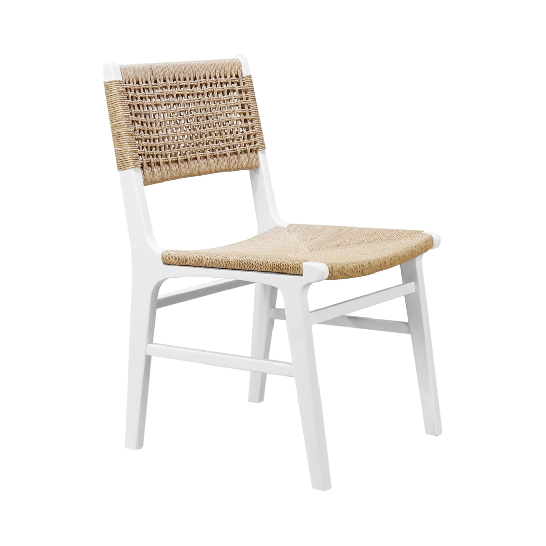 Rattan Wrapped Dining Chair In Matte White Lacquer - MONROE WH