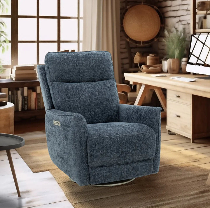 Maben Triple Power Swivel Recliner w/Power Recline, Power Head Rest & Power Lumbar