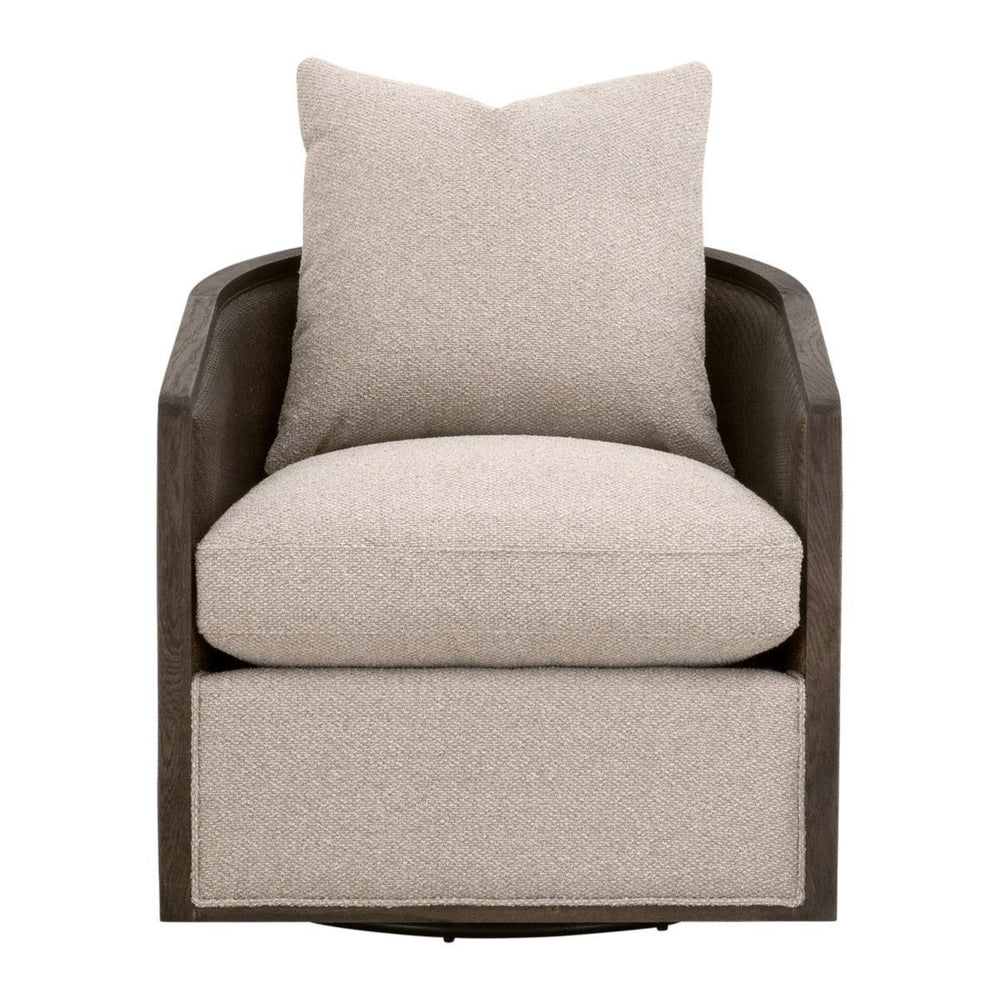McGuire Swivel Club Chair - Matte Brown Oak - AmericanHomeFurniture