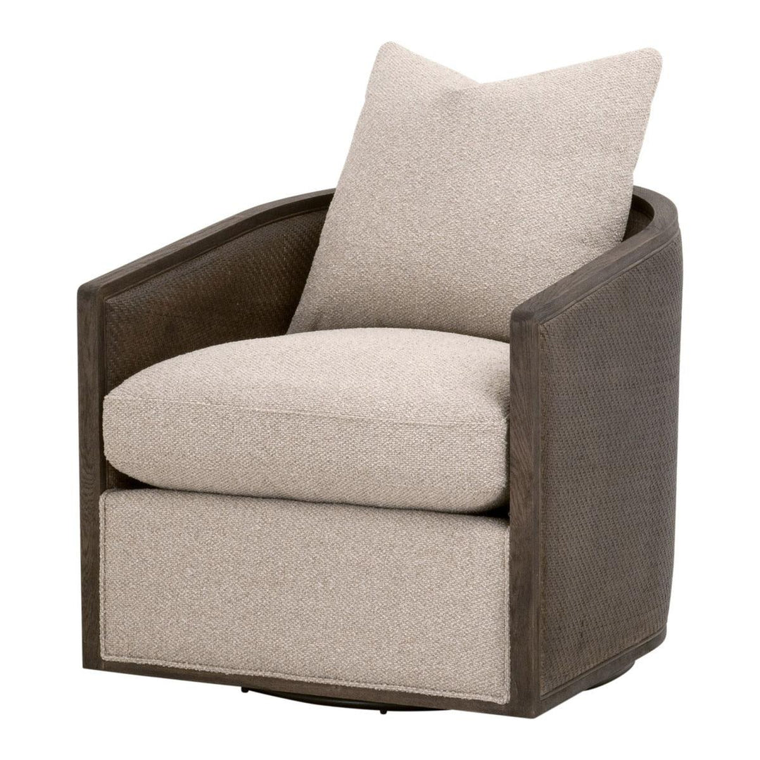 McGuire Swivel Club Chair - Matte Brown Oak - AmericanHomeFurniture