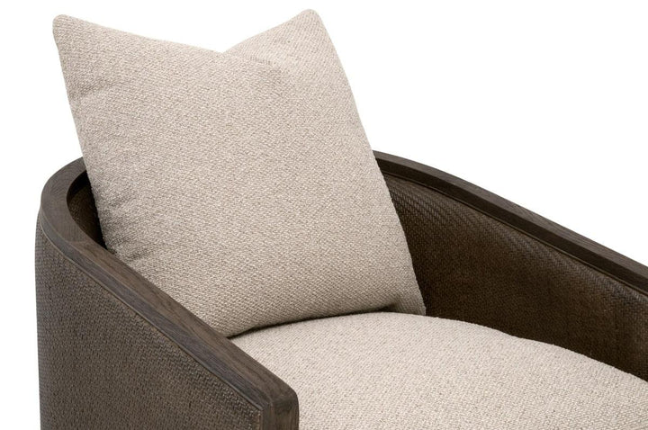 McGuire Swivel Club Chair - Matte Brown Oak - AmericanHomeFurniture