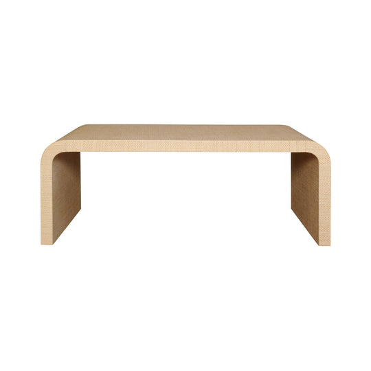 Waterfall Edge Coffee Table In Natural Grasscloth - NEWBURY NAT