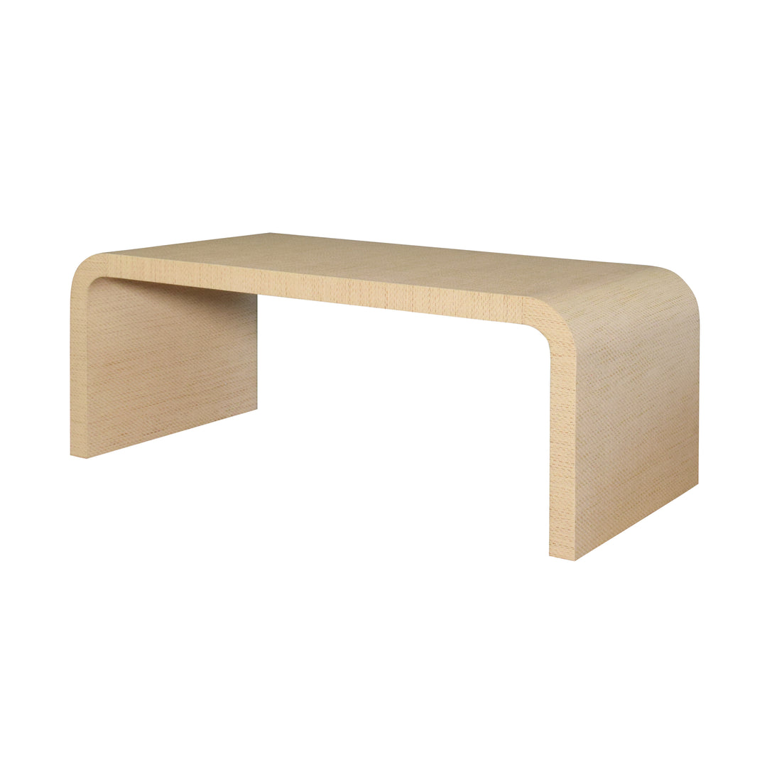 Waterfall Edge Coffee Table In Natural Grasscloth - NEWBURY NAT