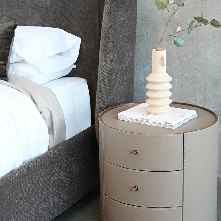 NERU Side Table Round 3-Drawer - AmericanHomeFurniture