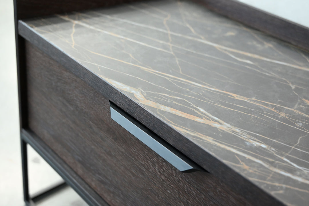 Robusta Fume Oak Wood, Noir Desir Ceramic Top 