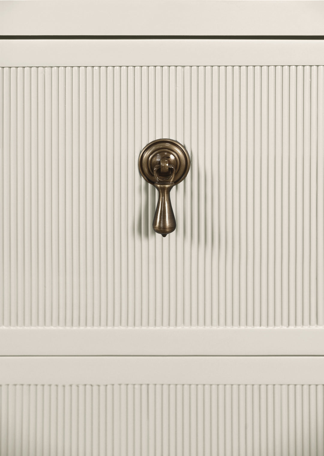 Two Drawer Side Table With Fluted Drawer Fronts In Matte Antique White Lacquer - NOVALIE AW