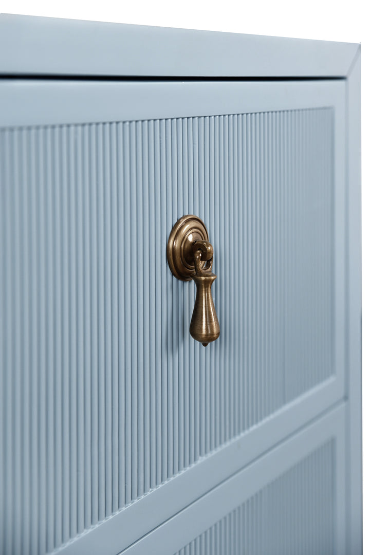 Two Drawer Side Table With Fluted Drawer Fronts In Matte Light Blue Lacquer - NOVALIE LB