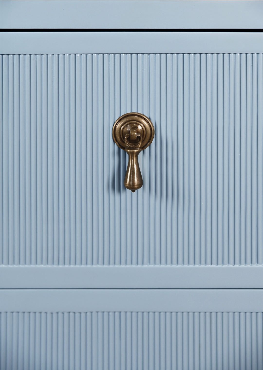 Two Drawer Side Table With Fluted Drawer Fronts In Matte Light Blue Lacquer - NOVALIE LB