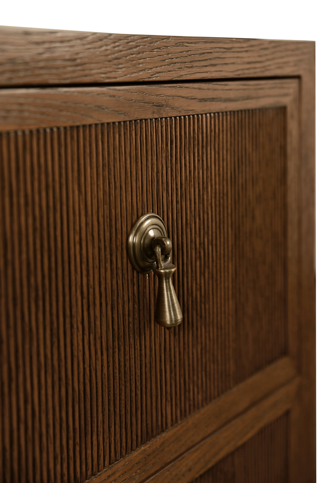 Two Drawer Side Table With Fluted Drawer Fronts In Provincial Brown Oak - NOVALIE PBO