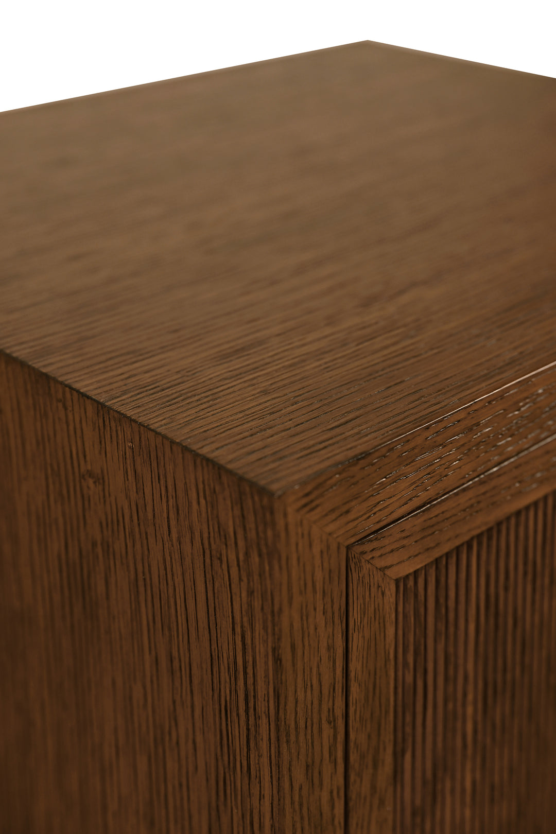 Two Drawer Side Table With Fluted Drawer Fronts In Provincial Brown Oak - NOVALIE PBO