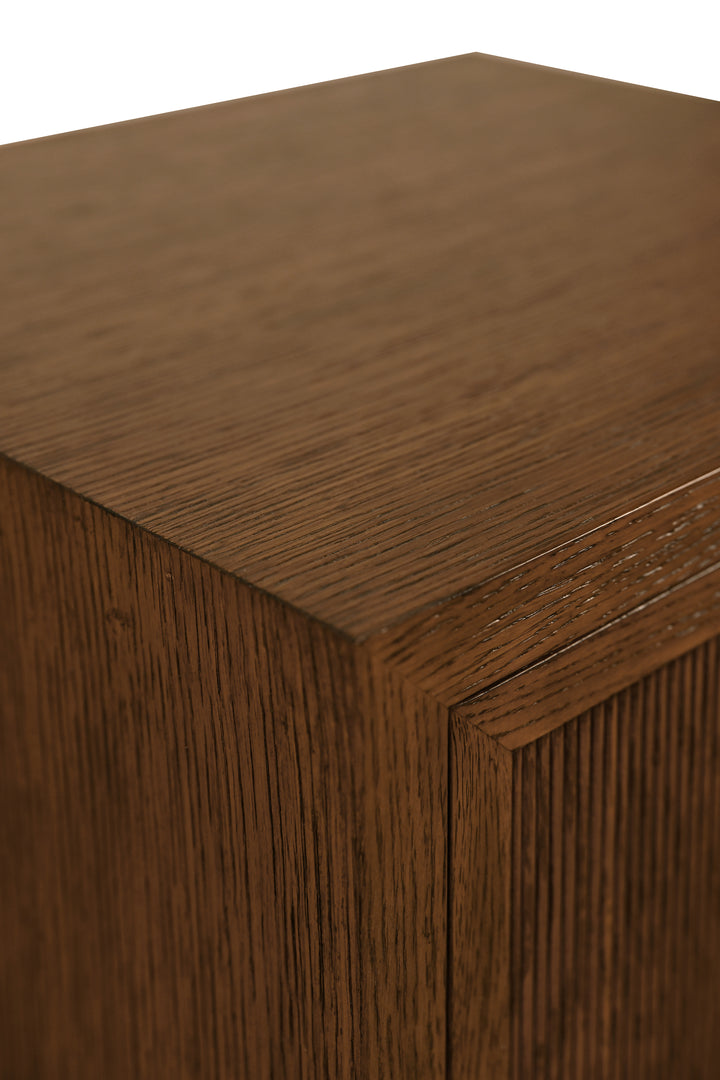 Two Drawer Side Table With Fluted Drawer Fronts In Provincial Brown Oak - NOVALIE PBO