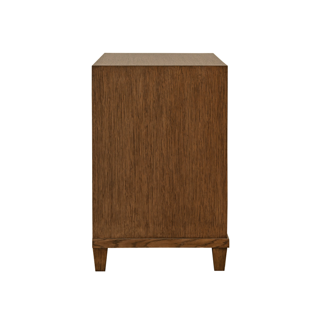 Two Drawer Side Table With Fluted Drawer Fronts In Provincial Brown Oak - NOVALIE PBO