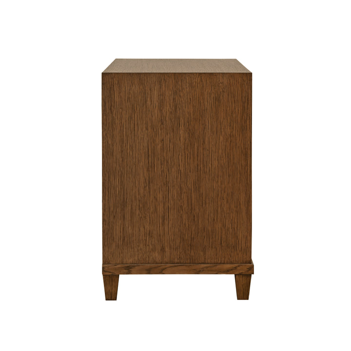 Two Drawer Side Table With Fluted Drawer Fronts In Provincial Brown Oak - NOVALIE PBO