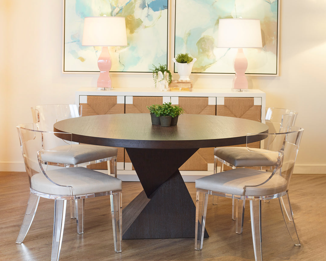 Sculptural Base Dining Table In Dark Espresso Oak - NEWPORT ES