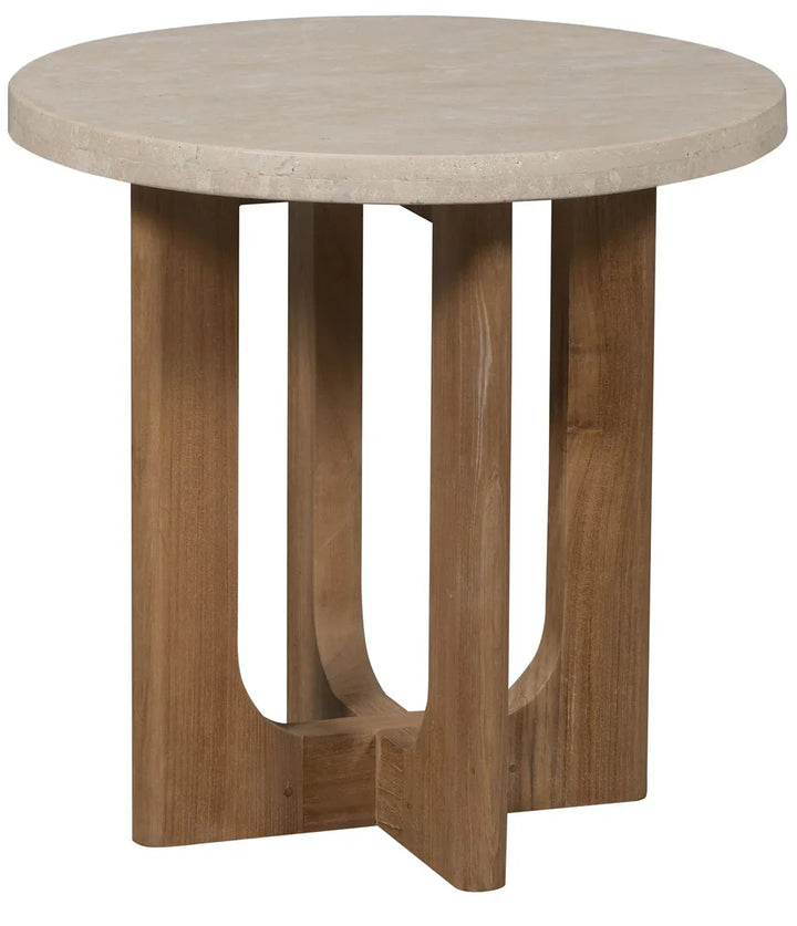 American Home Furniture Vanguard Furniture Bliss Outdoor End Table- Wood & Travertine