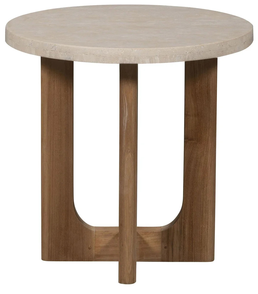 American Home Furniture Vanguard Furniture Bliss Outdoor End Table- Wood & Travertine