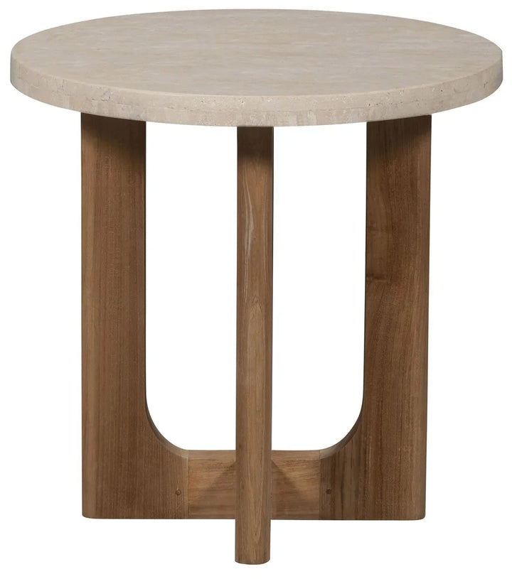 American Home Furniture Vanguard Furniture Bliss Outdoor End Table- Wood & Travertine