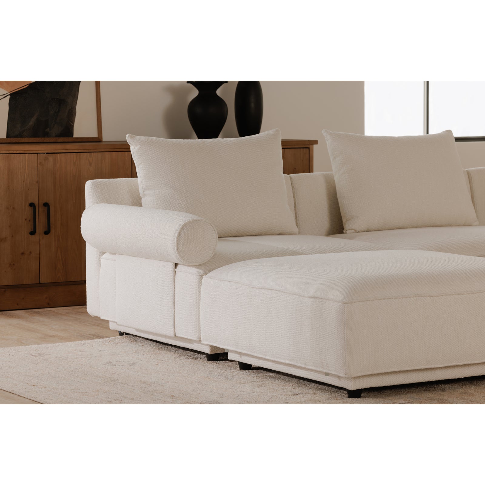 Moe's Home Collection - Rosello Ottoman White - OA-1012-18 | American Home Furniture