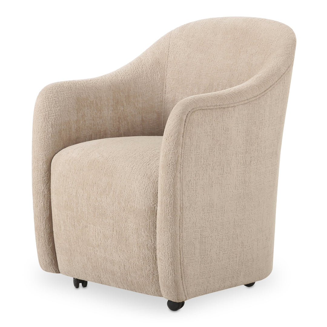 Drava Rolling Dining Chair Beige - Set of 2