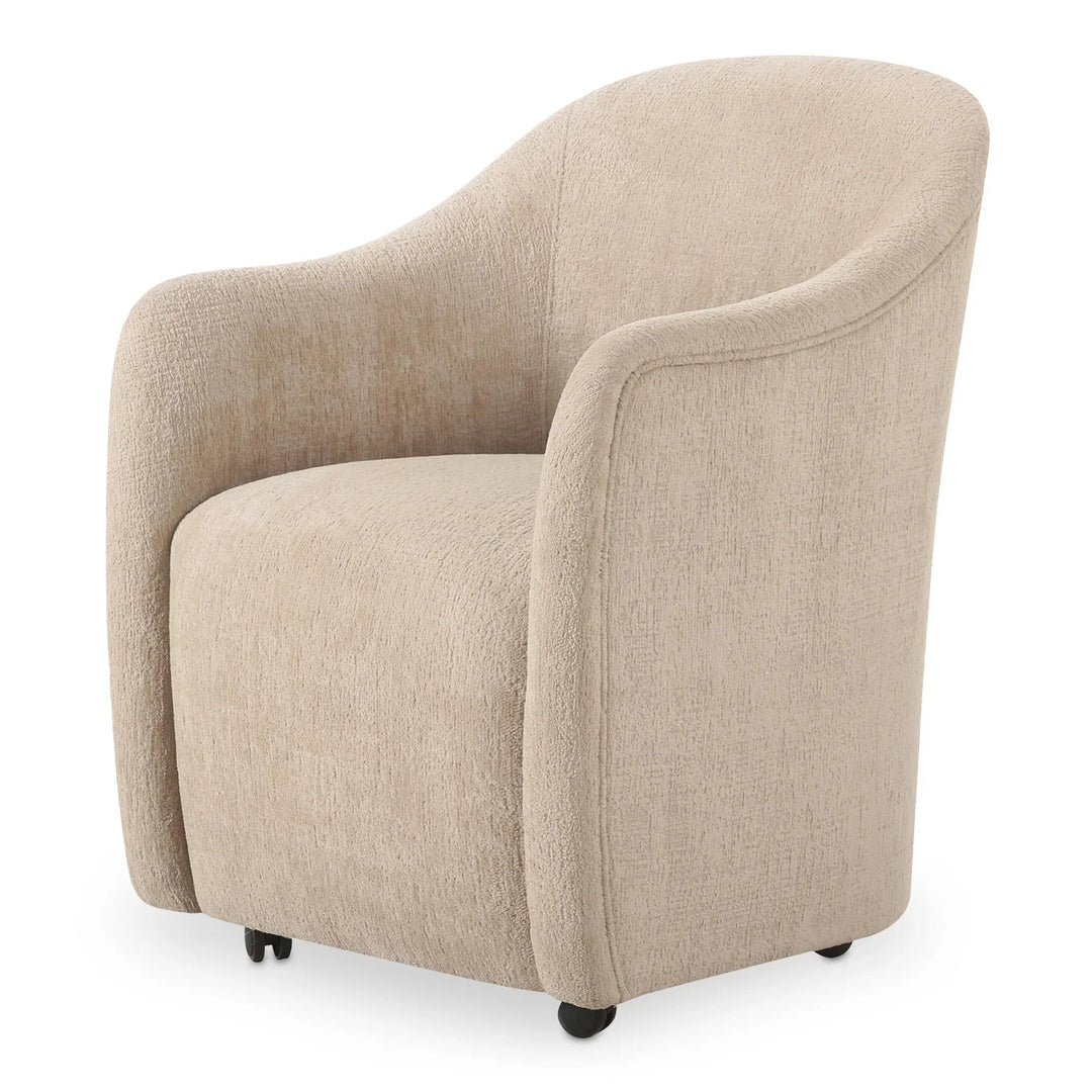 Drava Rolling Dining Chair Beige - Set of 2