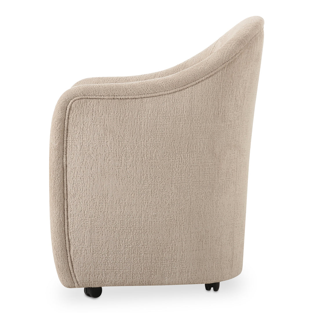 Drava Rolling Dining Chair Beige - Set of 2