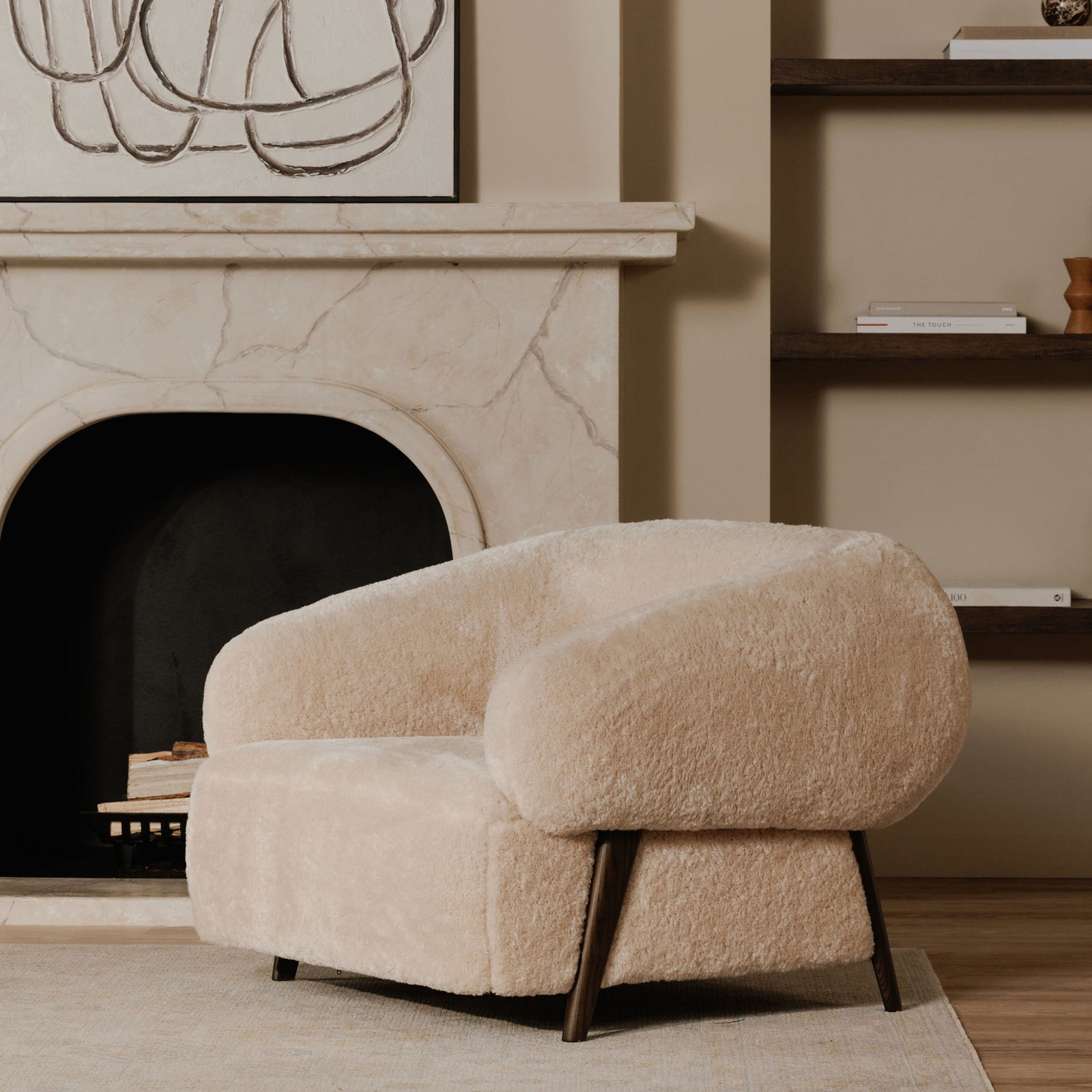 Moe's Home Collection - Devlin Lounge Chair Cream Faux Fur - OA-1061-05 | American Home Furniture