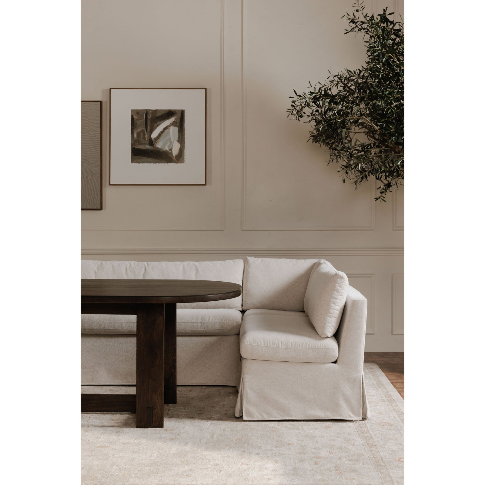 Moe's Home Collection - Fable Slipcover Dining Banquette L-Shape Beige 96In - OA-1067-34 | American Home Furniture