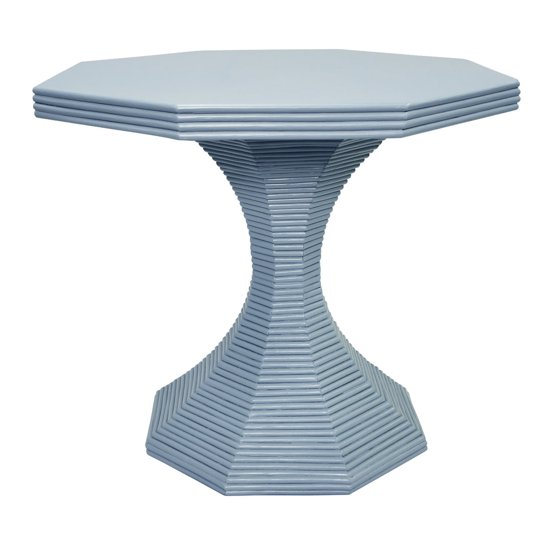Octagonal Reeded Side Table In Painted Light Blue - OCTAVIA LG LB