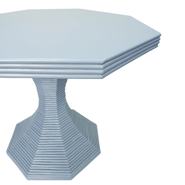 Octagonal Reeded Side Table In Painted Light Blue - OCTAVIA LG LB