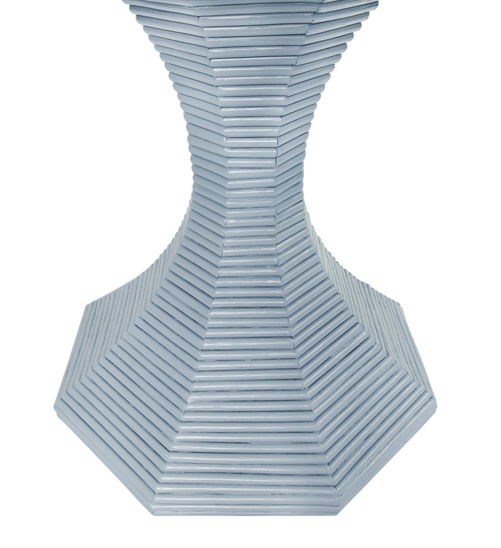 Octagonal Reeded Side Table In Painted Light Blue - OCTAVIA LG LB