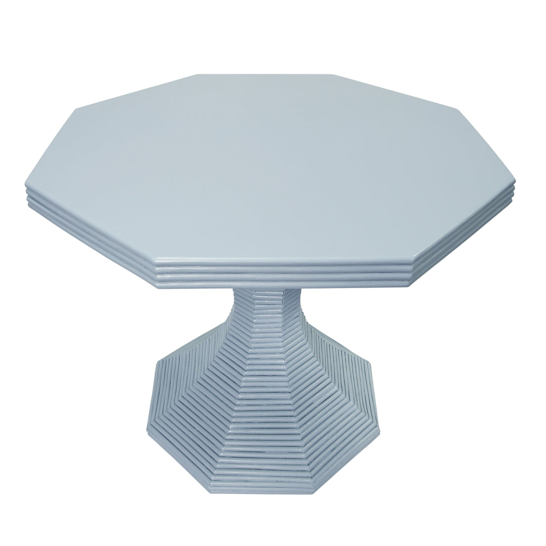 Octagonal Reeded Side Table In Painted Light Blue - OCTAVIA LG LB