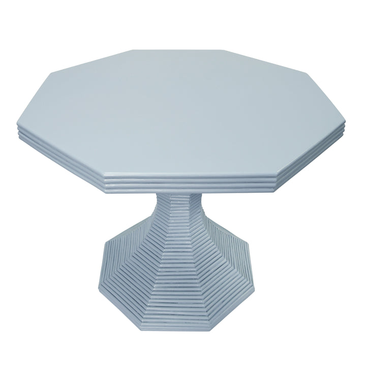 Octagonal Reeded Side Table In Painted Light Blue - OCTAVIA LG LB