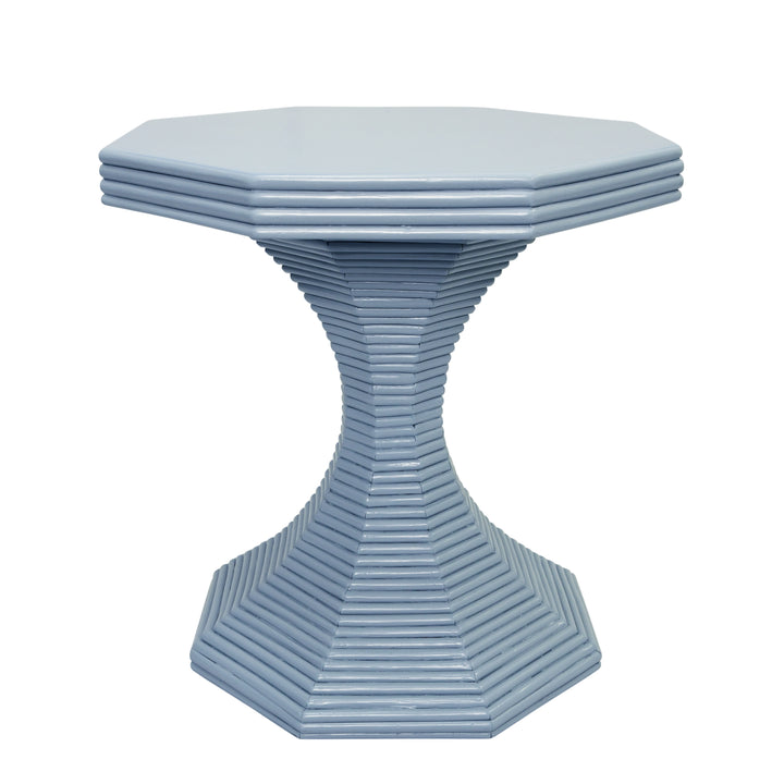 Octagonal Reeded Feature Table In Painted Light Blue - OCTAVIA SM LB