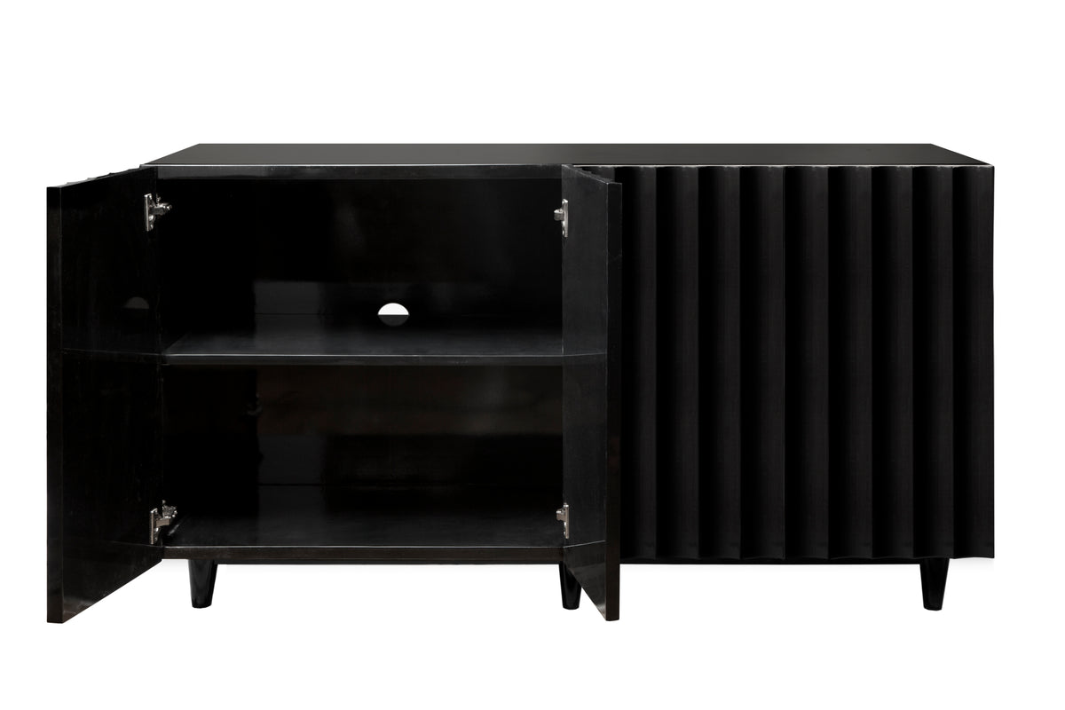 Black Lacq 4 Dr Scalloped Front Cabinet - ODETTE BL