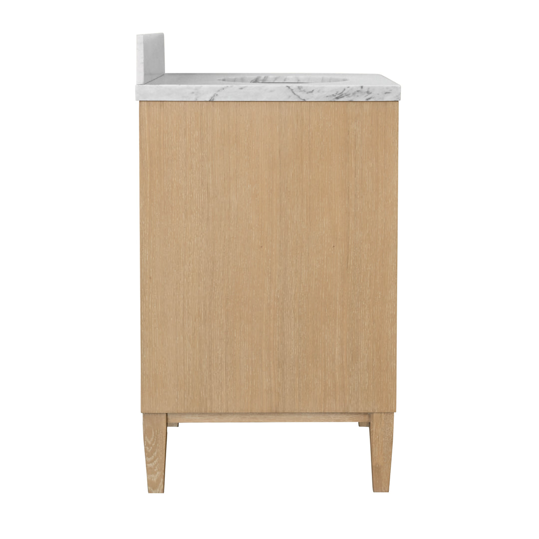 Bath Vanity With Vertical Fluted Detail With Polished Brass Knobs In Cerused Oak - ODIN 24 CO